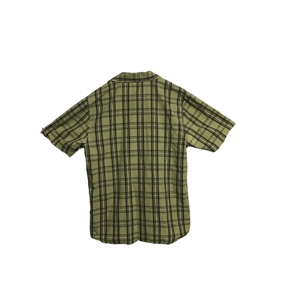 The North Face Button Down Shirt‎ Mens Small Green Plaid Short Sleeve Hiking
